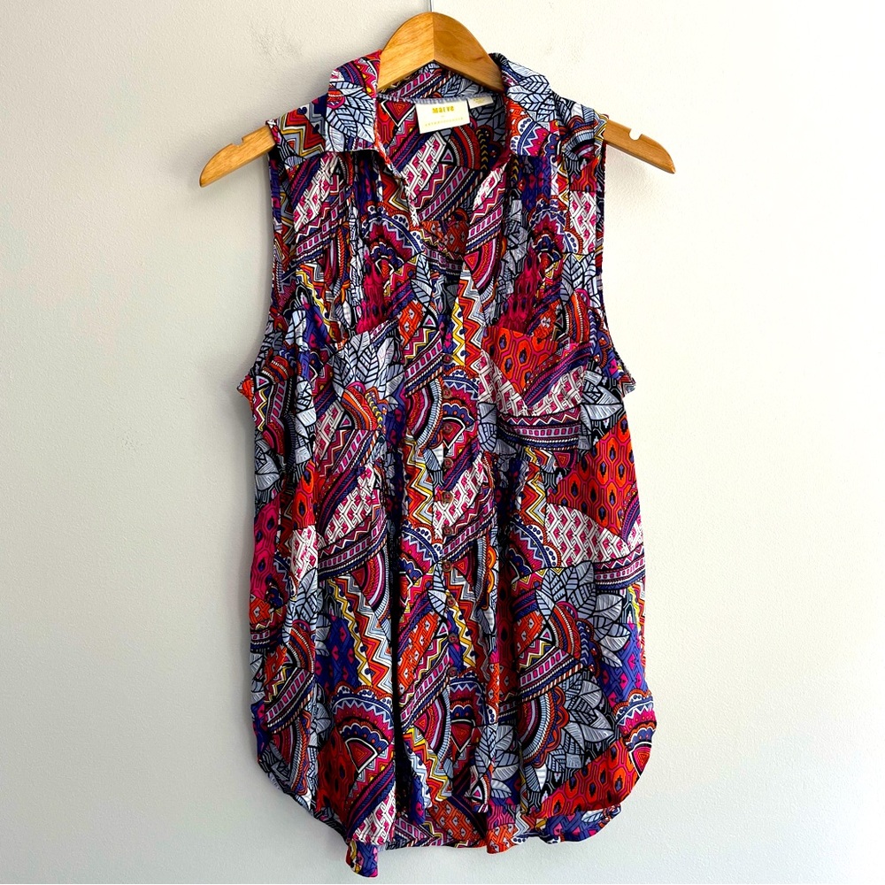 Maeve by Anthropologie Paisley Sleeveless Button Down Small